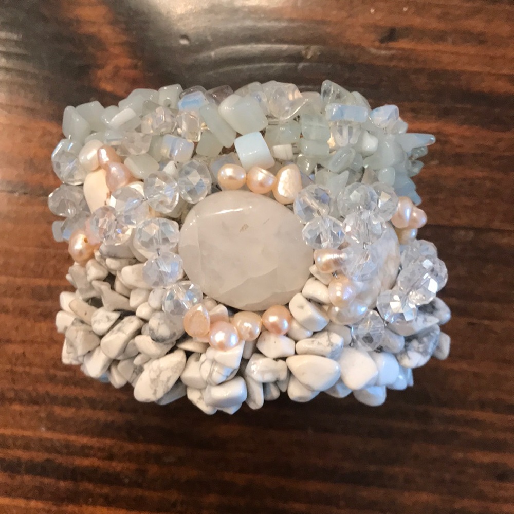 Hand beaded cuff bracelet
